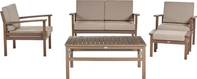 Zdjęcie produktu dla BELIANI Zestaw ogrodowy beżowoszary ciemnobrązowy akacjowe dla 4 osób sofa ze stolikiem meble zewnętrzne