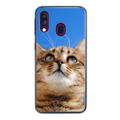 Produktbild von MuchoWow® Handyhülle Schutzhülle Hülle für Samsung Galaxy A40 Katze - Braun - Luft - Mädchen - Jungen - Kinder Silikon Softcase Handy Hülle - Handy-Tasche