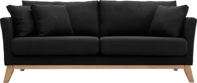 Produktbild von Miliboo - Sofa skandinavisch 3 Plätze Dunkelgrau Holzbeine OSLO