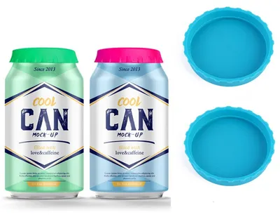Image de INF Couvercles en silicone pour canettes 2 pièces — Joint étanche et souple, réutilisable, plusieurs couleurs Bleu