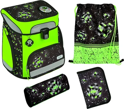 Produktbild von Scooli EasyFit Schulranzen-Set 5-teilig Glow Edition Space Robot schwarz
