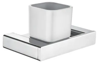 Immagine prodotto di Portabicchieri da parete in ottone con bicchiere in vetro, ideale per il bagno