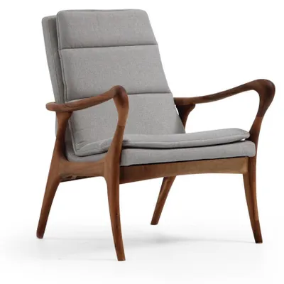 Image de Fauteuil Oreillette Tissu Gris Salon Polyester 1 place Moderne Nouveau