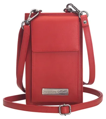Produktbild von Josephine Osthoff Handy Umhängetasche mit Geldbörse, handgemacht aus 100% Echtleder, Clutch für Damen, RFID Schutz, Crossbody Schultergurt, 12 Kartenfächer