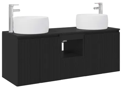 Image de vidaXL Ensemble de 3 armoires de salle de bain, noir, 49,5 x 44,5 x 66 cm