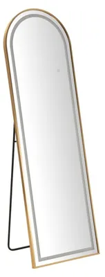 Image de Miroir sur pied LED Simple en arc avec cadre or 57x166 cm