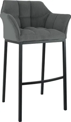 Immagine prodotto di Sgabello da bar Cord, tessuto a coste, schienale confortevole, struttura a quattro gambe, portata 240 kg