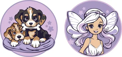 Produktbild von Schneiders Schulranzen-Zubehör Patches Set 2 teilig Puppies + Fairy mehrfarbig