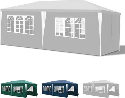 Produktbild von Faziango 3 x 6m Pavillon Wasserdicht Gartenzelt, UV-Schutz 50+ Pavillons & Partyzelte Festzelt mit 4 Seiten für für Camping / Garten / Hochzeit / Strand,Weiß