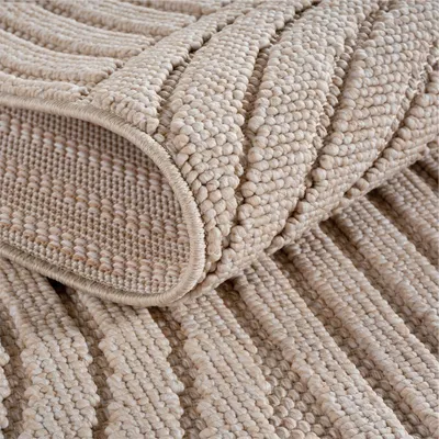 Productafbeelding van Helix Org vloerkleed laagpolig rond Ø 160cm beige