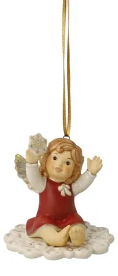Engelfigur Schutzengel Bordeaux, 6,5 cm, handbemalt, Keramik