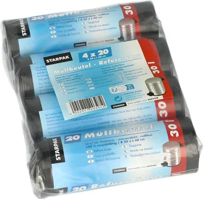 Produktbild von Papstar Müllbeutel, LDPE 30 l 60 cm x 50 cm grau, 5 x (4 x 20 Stück)