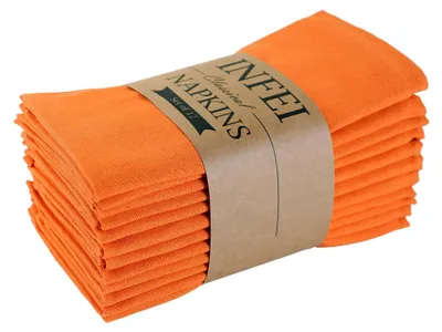 Productafbeelding van Solidchoice - Set van 12 Linnen Mengeling Servetten 40x40 cm in Oranje