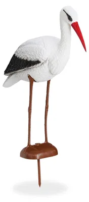 Produktbild von Gartenstatue eines weißen/roten Storchs, Gartendekoration, Symbol für den Schutz des Reihers, Symbol für die Geburt des Storchs, Maße (H x B x T): 80 x 22 x 64 cm