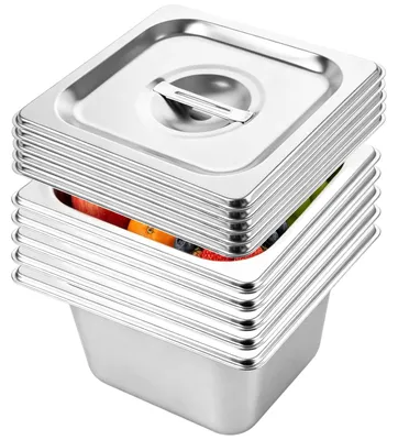 5-tlg. Panierschalen-Set GN 1/6, Edelstahl, 176x162x100 mm, mit Deckel