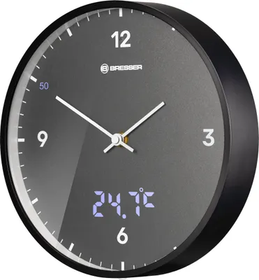 Produktbild von Bresser Funkwanduhr 24cm LED Anzeige Temperaturanzeige leise DCF Signal Bewegungssensor Lichtsensor modern