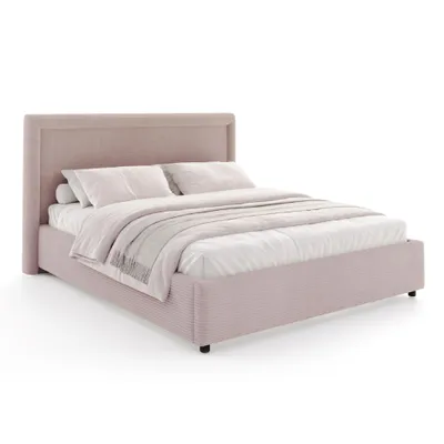 Produktbild von FDM Bett BUSCA Cord  90x200 cm Polsterbett mit Lattenrost aus Metall Bettkasten Stauraumbett Samt rosa