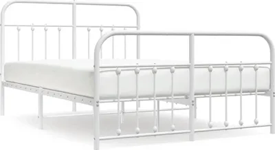 Obrázek produktu pro vidaXL Postel s čelem a nohou kovová bílá 135x190 cm