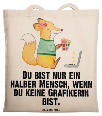 Produktbild von Mr. & Mrs. Panda Shopping Tasche Grafikerin Herz - Transparent - Geschenk, Mediengestalter, Designer, Lustig, Tote Bag, festivaltasche, Jutebeutel, Stoffbeutel, Spruch