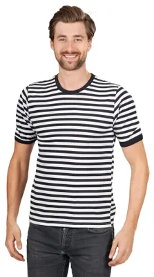 Produktbild von Hochwertiger Ringelpulli Kurzarm schwarz-weiß Größe: 56