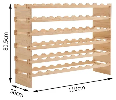 Produktbild von Weinregal - Flaschenständer - Für 60 Flaschen - 6 Ebenen - Küche, Speisekammer, Keller, Bar - Naturholz
