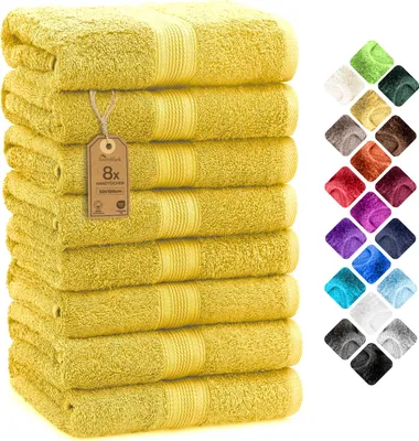 Produktbild von Frottier Handtücher 8er Pack 50x100cm, 100% Baumwolle, Gelb