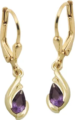 Obrázok produktu pre Náušnice náušnice 25x5mm kvapka ametyst 9ct GOLD