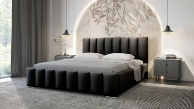 Produktbild von ADIDAR Greta Polsterbett 180x200cm Doppelbett Metalrahmen mit hydraulischen Liefern Bett Schwarz Magic Velvet 2219 - mit Lieferung nach Hause