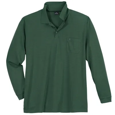 Produktbild von Ragman Softknit Langarm-Polo XXL moosgrün melange