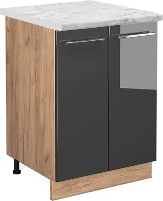 Produktbild von Küchenunterschrank Vicco Fame-Line Anthrazit Hochglanz 60 cm , AP Marmor, Model 46936