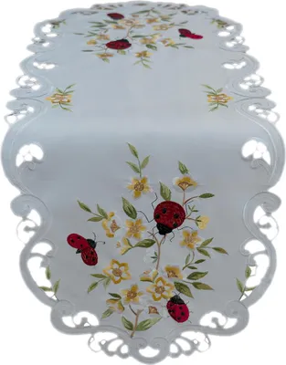 Produktbild von Tischdecke Tischläufer Stickerei Marienkäfer Ostern Frühling 40 x 100 cm