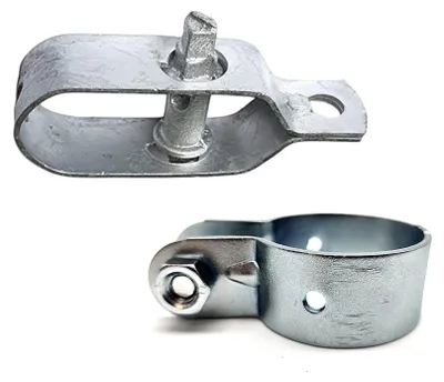 Productafbeelding van 10 verzinkte spanringen + 10 paalklemmen van 42 mm voor hekken, landbouwgebouwen, gaas en metalen hekwerken