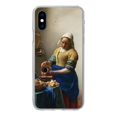 Produktbild von MuchoWow® Handyhülle Schutzhülle Hülle für iPhone X Das Milchmädchen - Vermeer - Alte Meister Silikon Softcase Handy Hülle - Handyhülle