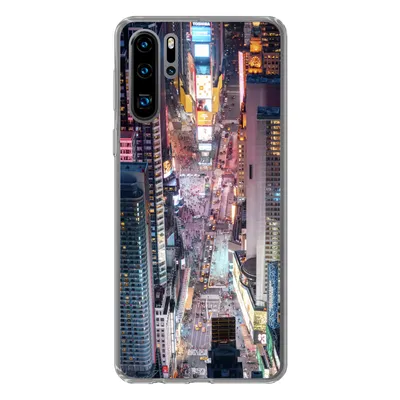 Produktbild von MuchoWow® Handyhülle Schutzhülle Hülle für Huawei P30 Pro Blick von oben auf den Times Square in New York Silikon Softcase Handy Hülle - Schutzdeckel