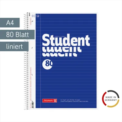 Immagine prodotto di BRUNNEN 1067941 Collegeblock Student, A4, 80 fogli, righello 21, blu