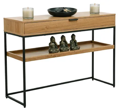 Konsolentisch mit Schublade und Ablage, 110x35x75 cm, Eiche