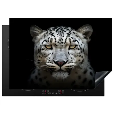 Produktbild von KitchenYeah© Herdabdeckplatte Wildtiere - Leopard - Porträt - Schwarz , 75x52cm, Küche Deko, Glaskeramikkochfeld Herdabdeckung, Abdeckplatte fùr Kochfeld