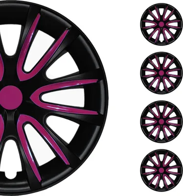 Produktbild von 4x Radkappen 15 zoll Matt Schwarz & Lila