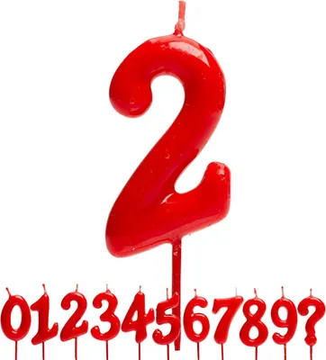 Image de Bougies d'anniversaire en forme de chiffre "2" | Hauteur : 5 cm