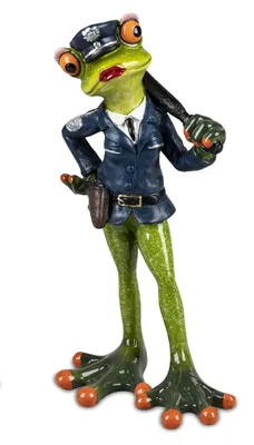 Image de Figurine décorative : une grenouille amusante déguisée en policier