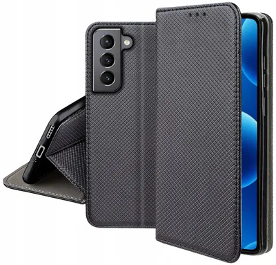 Zdjęcie produktu dla Etui Z Klapką Do Samsung S21 Zamykane Czarne Futerał + Szkło 9H