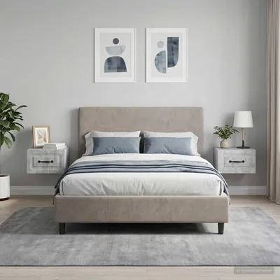 Immagine prodotto di Maison Exclusive - Comodino da parete, 2 pezzi, colore grigio cemento, dimensioni 34,5 x 33 x 20 cm