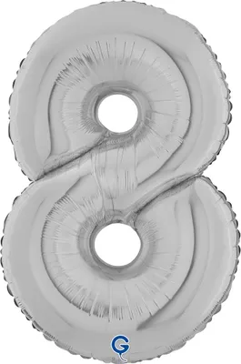 Produktbild von Riesenzahl Folienballon 26"/66cm | Silber Zahl: 8
