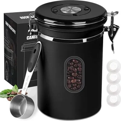 Produktbild von Famanu Kaffeebehälter luftdicht, aus Edelstahl, 2,8 Liter - Schwarz