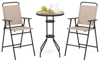 Obrázek produktu pro Bistro sada – Balkonová sada – Zahradní nábytek – Sezení – Venkovní stůl se židlemi – Tvrzené sklo