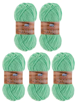 5 x 100g Strickgarn Robin Uni Antipilling Winterwolle minzue