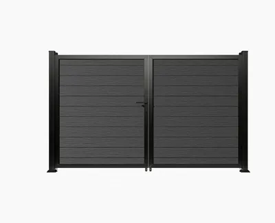Produktbild von Doppelflügeltor aus WPC - B1305 x H183 cm - Anthrazit - SENZIO