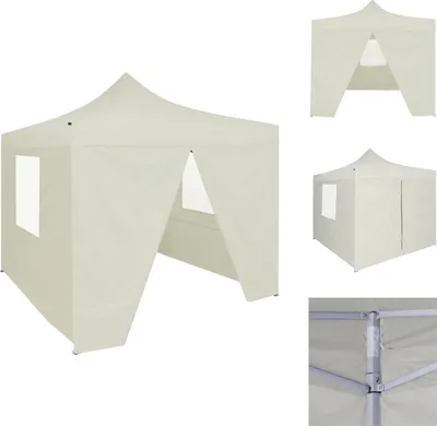 Produktbild von vidaXL Profi-Partyzelt Faltbar mit 4 Seitenwänden 2×2m Stahl Creme -  Pavillons & Partyzelte