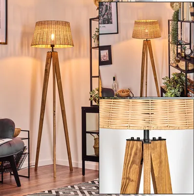 Produktbild von Dello Stehlampe aus Holz/Metall/Rattan in Naturfarben/Schwarz