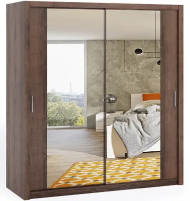 Produktbild von Garderobenschrank BONO 200 cm Eiche monastery Schwebetürenschrank Spiegel